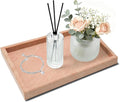 Pure Natural Marble Tray for Bathroom, Dresser, Sink. Cosmetics, toiletries, perfumes, Jewelry, Candles, etc. can be Placed (Cherry Blossom Pink, 12" x 8" x 1.2")