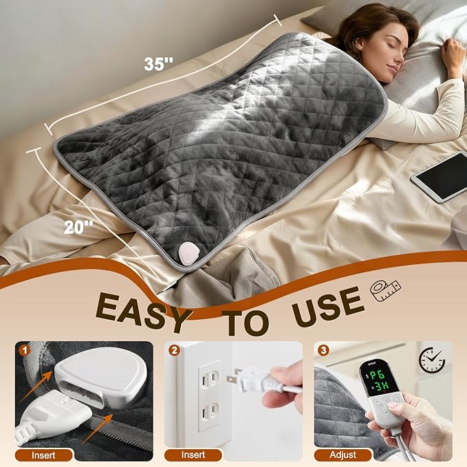 Heating Pad King Size for Back Neck & Shoulders - FSA Eligible HSA, Mothers Day Gifts, Large 35" x 20", Moist Heat Electric Heating Pad for Period Cramps Abdomen Knee,6 Heat Settings,Auto Off,Washable