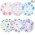 6 Pcs Shower Caps, Waterproof Bath Caps Plastic Reusable Shower Caps Elastic Band Bath Hair Caps for Women Kids
