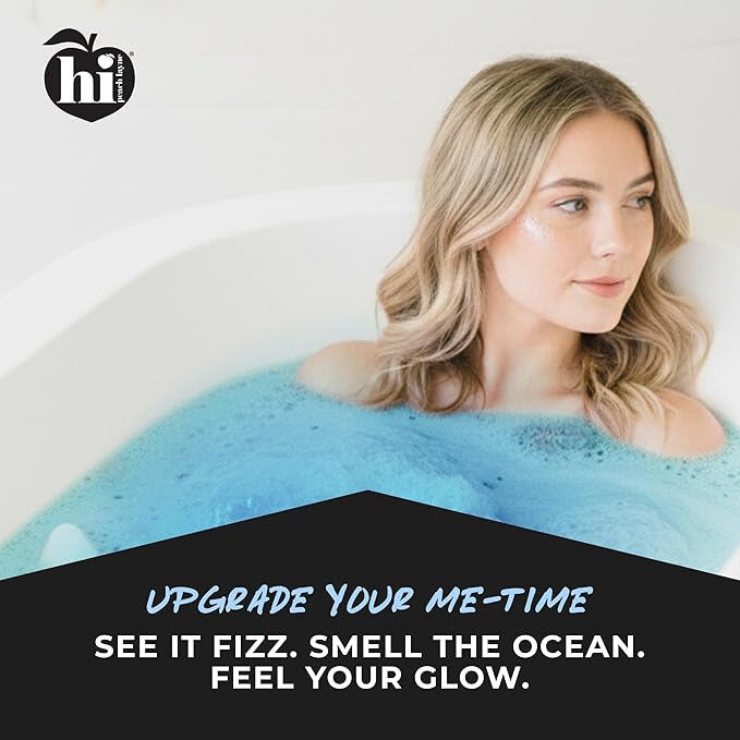 Hi Peach Layne Ocean Air Bath Bombs 12-Pack (3.5 oz Each) – Vegan, Clean Beauty Spa Gifts for Mom, Mothers Day Gifts for Women