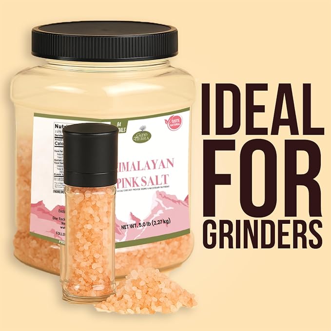 Good Tierra Himalayan Pink Salt in Jar - Coarse, 2.5 lb - Ideal for Bath Salt, Table Salt Grinders, and Spice Jars