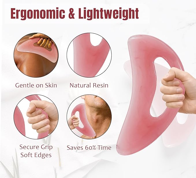 RAAFI Large Body Gua Sha Tool for Cellulite Removal, Lymphatic Drainage and Muscle Relaxation - Easy Grip Gua Sha Body Massager Tool for Legs, Neck & Whole Body. Resin