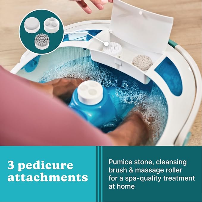 HoMedics Shower Bliss Foot Spa, Shower Massage Water Jets, Pedicure Center with 3 attachments, Toe-Touch Control, FB-625H