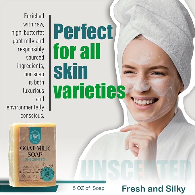 Honey Sweetie Acres Unscented Goat Milk Soap - Handmade 5 oz Bar, Made with Natural Ingredients, Moisturizing & Gentle, Made in the USA