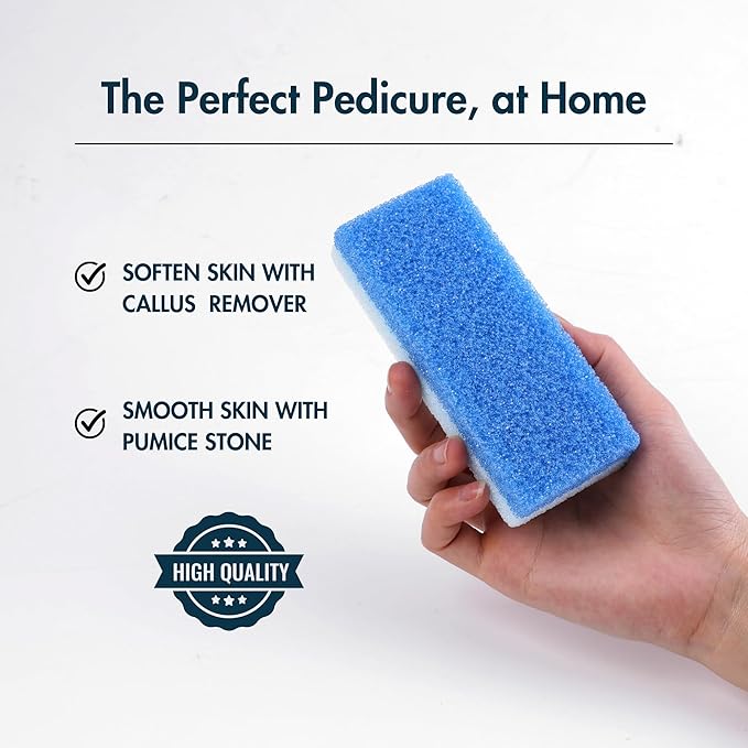 DeEnti Double Pumice Pack, Bundle Includes Mint Scented Callus Remover, 2 Pumice Stones for Feet, and 4 Pairs of Gloves, Salon Grade Foot Care, Home Manicure and Pedicure Kit