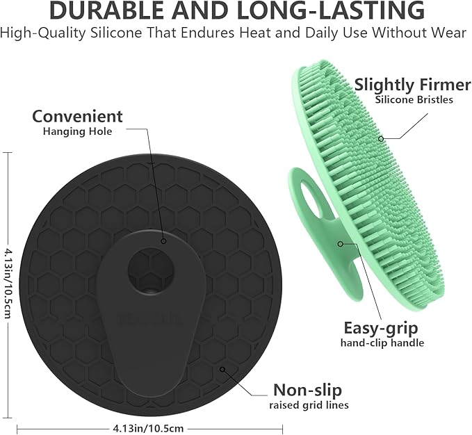Silicone Body Scrubber 4 Pack, BEAUTAIL Shower Bath Scrubber, Gentle Exfoliating Brush for Women Men Sensitive Skin, More Hygienic Than Traditional Loofah, Long Lasting (Black+Blue+Pink+Green)