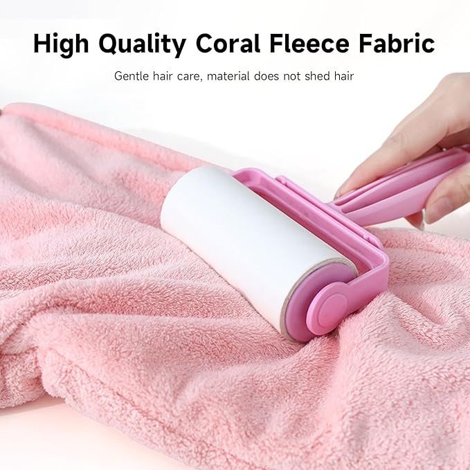 Microfiber Hair Towel, Hair Towel wrap for Women,Hair wrap Towels,Hair Turbans for Women Wet Hair, wrap for Kids (Pink and White) 1pcs