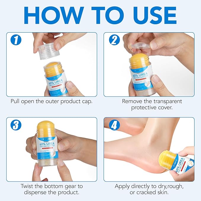 Uruses 2Pack Urea Cream 60% plus Salicylic Acid 2% Urea Foot Care Stick,Foot Cream for Foot Callus Remover, Feet Moisturizer Stick for Dry Cracked Heels, Hands, Knees,Hydrating Heel Balm, Easy To Use