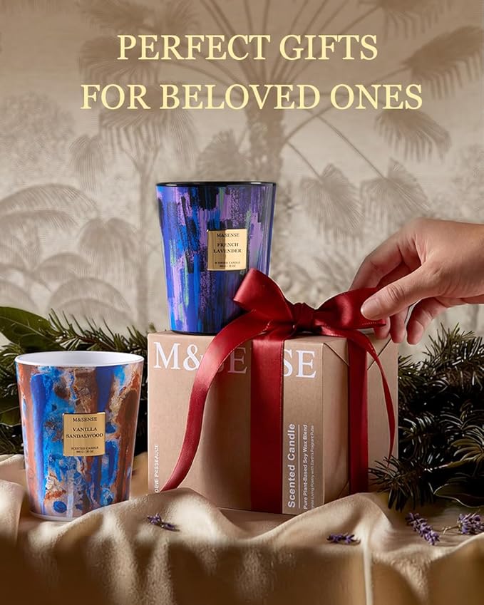 M&SENSE 3-Wick Dark Rose Large Soy Scented Candle, 35oz 150H Non-Toxic Luxury Floral Aroma, Spring Decor Candle, Romantic Perfect Present for Mom Her