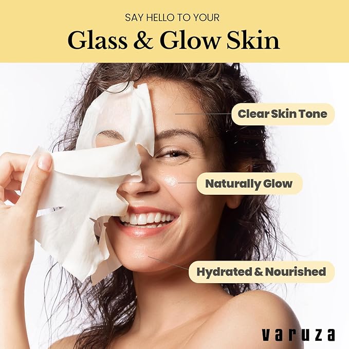 Core Nourishing Sheet Masks with Niacinamide Serum 5% for Dry Skin Tranexamic Acid, Rice Face Mask for Glass Skin Care, Moisturizing Glowing & Anti-Aging, Cruelty Free, Fragrance Free 5 Count