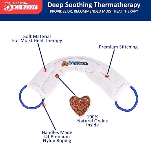 Bed Buddy Hot and Cold Neck Wrap, White - Microwavable Heating Pad & Cold Pack for Neck, Sore Muscles - Moist Heat Therapy Wrap