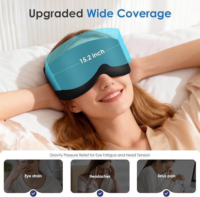 Weighted Eye Mask for Sleeping, Silk Sleep Mask for Side Sleeper with Adjustable Buckle, 100% Blockout Design, Ideal for Meditation, Relaxation and Travel, with Storage Pouch (Black)