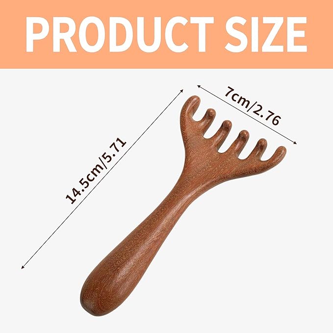 2 PCS Wood Scalp Massager Portable Head Scratcher Massage Comb Head Massage Tool Wide Tooth Massage Comb 6 Claws Scalp Comb Wooden Massage Heads Comb for Back Legs Feet