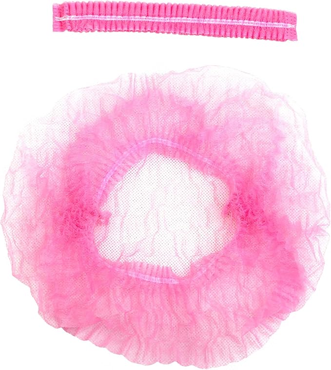 ProtectX 500-Pack Pink Disposable Hair Nets, Elastic Head Cover, Bouffant Caps, Sanitation Head Cover for Food Service, Spa Men & Women - 21 inch