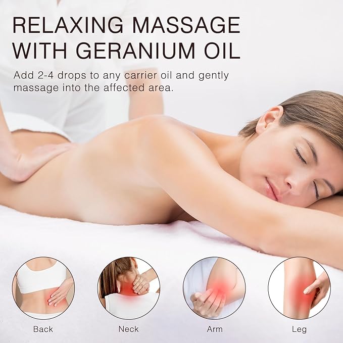 Geranium Essential Oil 100ML, 100% Pure Geranium Oils Aromatherapy Oil for Diffuser, Skin Care, Massage, Yoga, Home Fragrance, Soap and Candle Makings