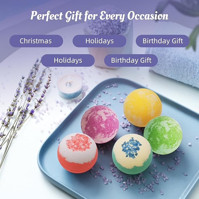 Bath Bombs for Women, 9 Pack Bath Bombs- Mothers Day Gifts for Mom, Shea & Coco Butter Fizzies SPA Bath Relaxing, Self Care Gift Set for Women & Men, Wife, Girlfriend Birthday