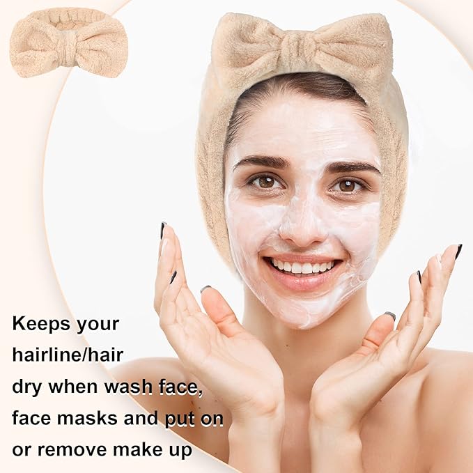 Tigeen 52 Pieces Spa Headband for Washing Face Bulk Soft Coral Fleece Skincare Headband, Bow Makeup Cosmetic Hairband Fluffy Shower Spa Essentials for Girls Women Slumber Supplies(Vivid,Solid Series)