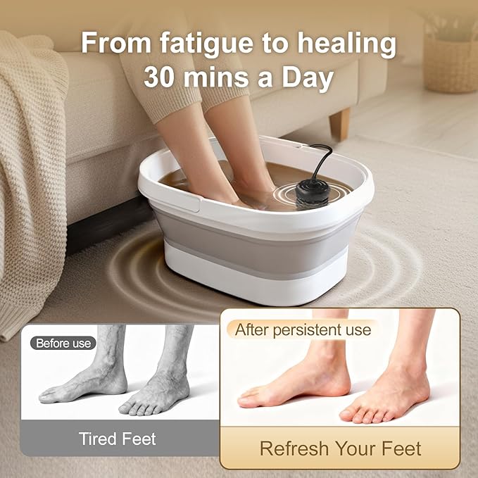 Ionic Foot Bath Detox Machine,Foot Detox Foot Bath Soak Tub with 2 Arrays,80 Disposable Foot Bath Liners,Detox Sea Salt,Folding Foot Spa Bucket,Home Salon-Level Foot Soaking Tub