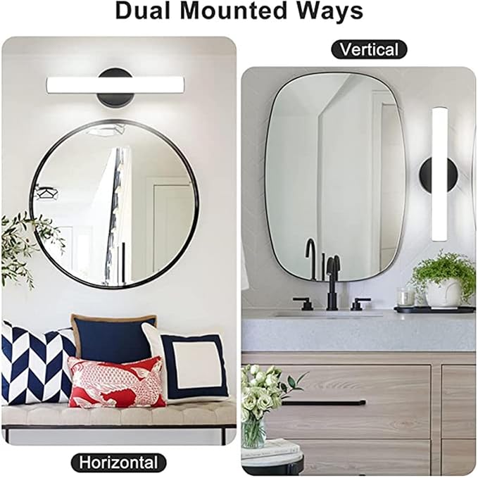 OOWOLF 2 Pack Bathroom Vanity Light, Adjustable Brightness 12W 17.3inch Bathroom Light Fixtures,1200LM Led Vanity Bar, 5000K Natural White, Wall Lamp for Mirror Living Room, Hallway, Cabinet Porch