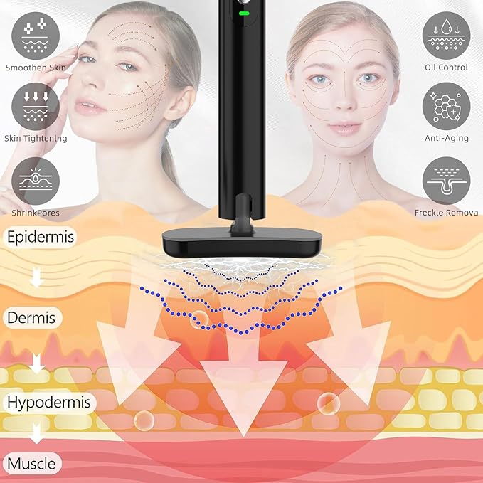 Fxtiaa Led-Light-Therapy, 7 Color Face Skincare Wand with Facial Massager LED Face Skin Rejuvenation for Face & Neck & Eye Skincare Equipment Red Light Wand