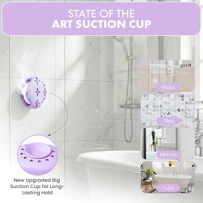 Shower Steamer Tray & Holder with Suction Cup – Non-Slip Silicone Molds for Aromatherapy Shower Steamers (2, Purple)