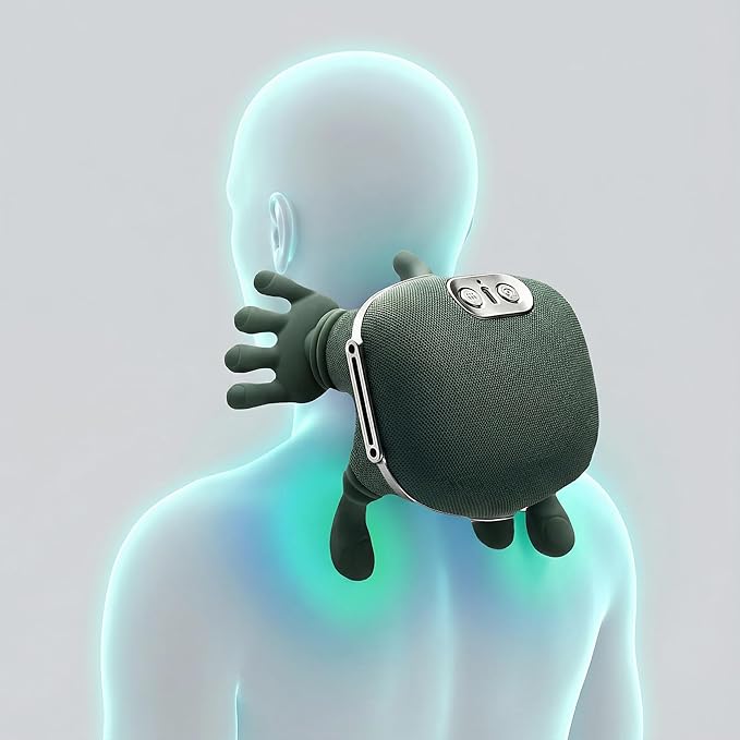 Neck and Shoulder Massager with Heat, Deep Tissue 4D Kneading Massage Pillow, Real Hand Simulation 5-Finger Massage, Hands-Free Strap, Pain Relief for Neck, Back & Shoulders