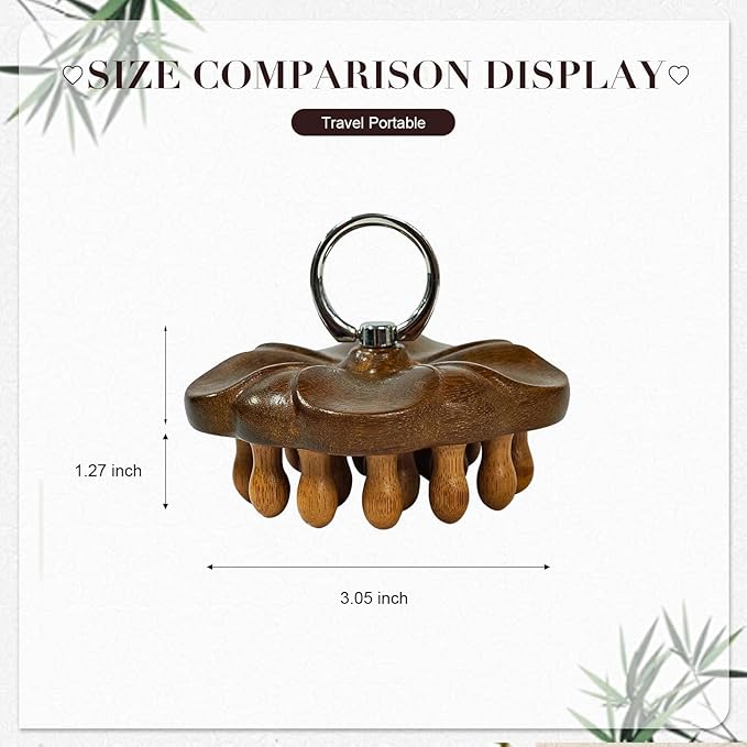 Wooden Scalp Massager, Manual Scalp Massage Comb for Relaxation, Hair Oil Application and Gentle Daily Scalp Care, Handheld Head Massage Tool for Home or Travel