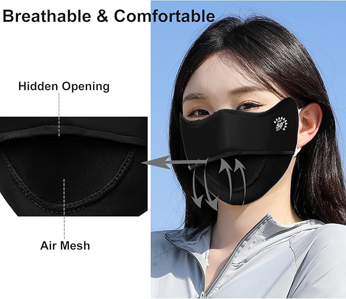 2Pcs UV Face Mask, Sun Masks for Women, Cooling Breathable Face Cover for Outdoors, Washable Reusable
