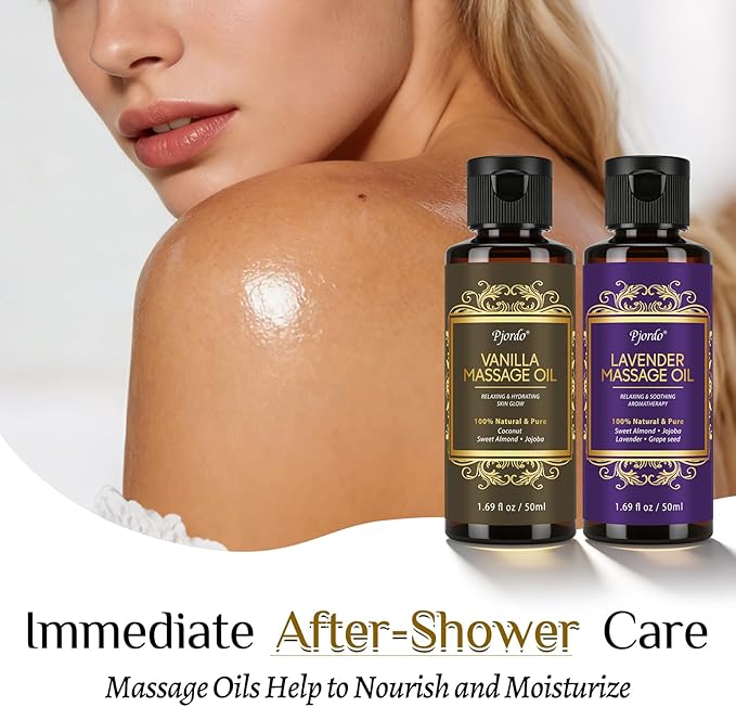 Pjordo Shower Steamers Aromatherapy, Mothers Day Gifts for Women Wife Her, 16 Pack Shower Bombs with Natural Essential Oil & 2 Pack Massage Oil for Moisturizing, Self Care Relaxation Home Spa