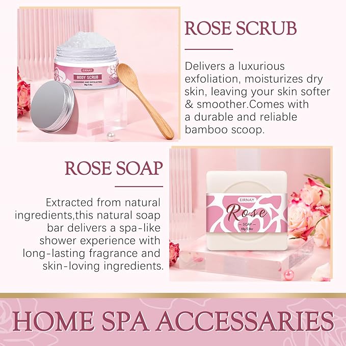 Gifts for Women, 12 PCS Birthday Gifts for Women Rose Relaxing Spa Basket Self Care Package for Her Mom Sister Wife Friend Unique Mothers Day Valentine Gift Ideal