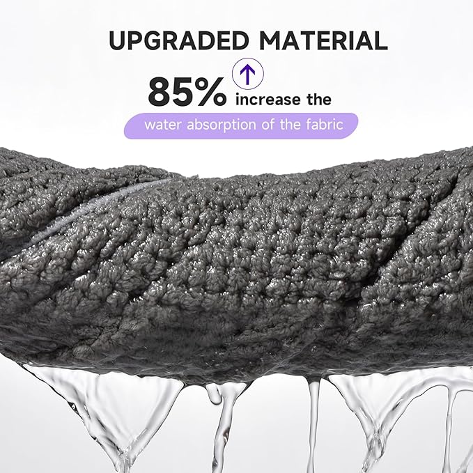 Umisleep 2 Pack Microfiber Hair Towel Wrap for Curly Hair, Super Absorbent Hair Drying Towel for Women, Kids, Hair Care Accessories, Hair Turban for Wet Hair (Grey, White)