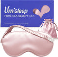 Umisleep Sleep Mask for 100% Pure Mulberry Silk, 22 Momme 6A Soft Eye Masks for Sleep, Adjustable Sleep Masks for Women Men, Light Blocking Sleeping Mask, Silk Eye Mask for Sleeping, Blindfold, Pink
