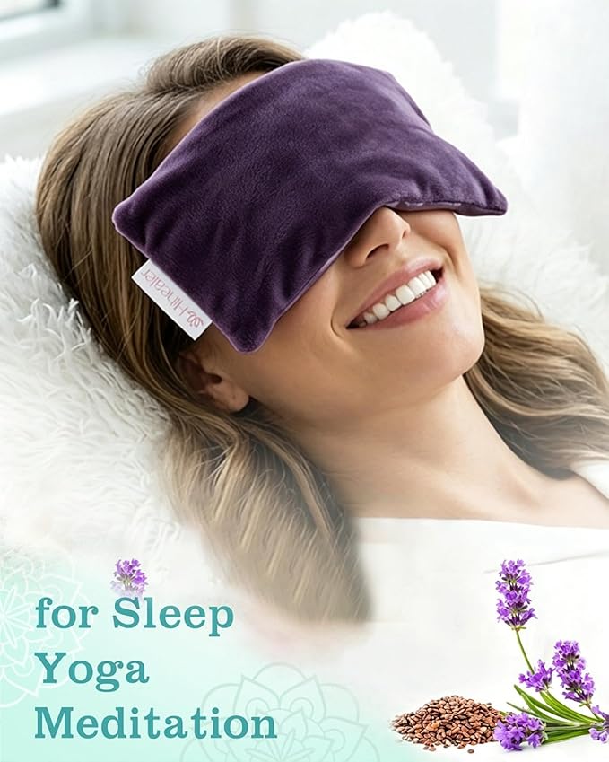 Mothers Day Gifts for Mom, Weighted Eye Mask for Sleep, Yoga, Meditation, Lavender Eye Pillow Heated for Headache, Sinus, Dry Eyes Relief, Moist Heat Mask Purple Relaxation Gifts for Women (Purple)