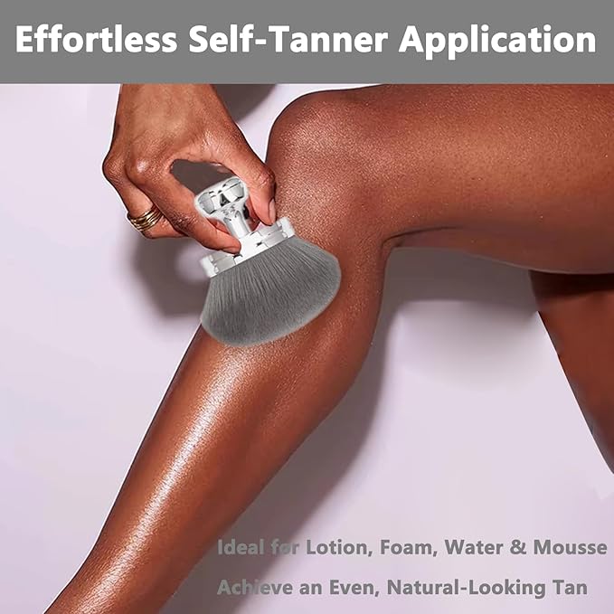 Body Makeup Brush Extra Large Oval Self Tanning Brush Multipurpose 74mm Wide-Headed Self Tanner Kabuki Sunscreen Brush for Legs Body Sunless Tan Streak Free Applicator(Sliver)