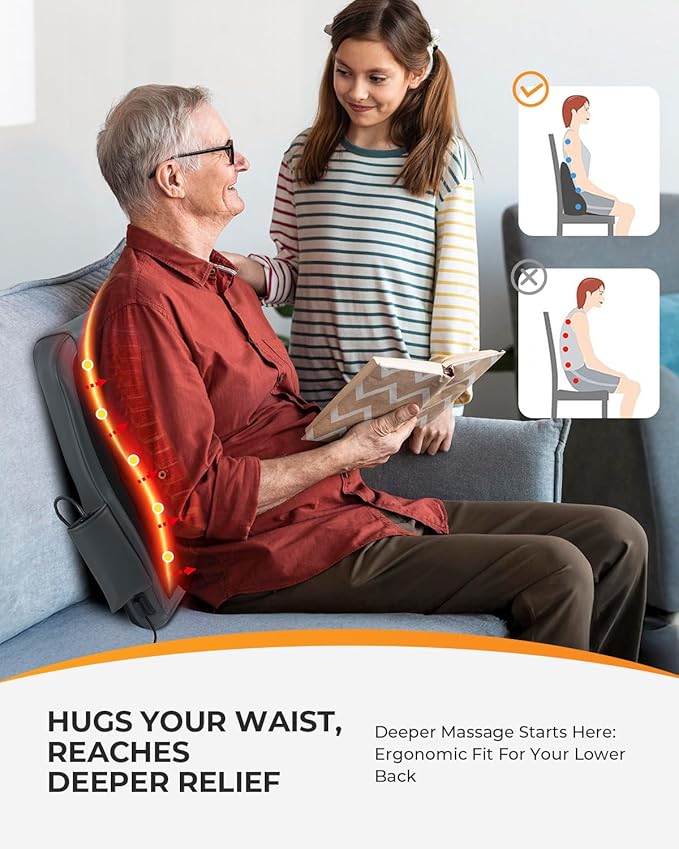 CooCoCo Shiatsu Back Massager with Heat, FSA Eligible, Lower Back Massager for Pain Relief Deep Tissue, HSA 4D Kneading Back Massage with Rooling(Corded)