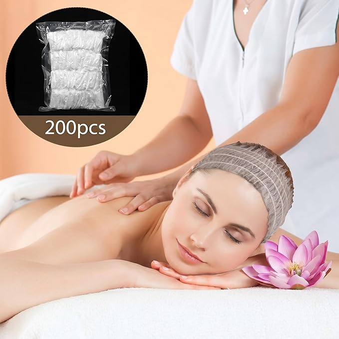 Chuangdi 100 Pieces Disposable Spa Headbands Soft Non-woven Facial Hair Band Elastic Facial Head Wraps Cloth Stretch Skin Care Makeup Sauna Washing Face Supplies for Women(White)