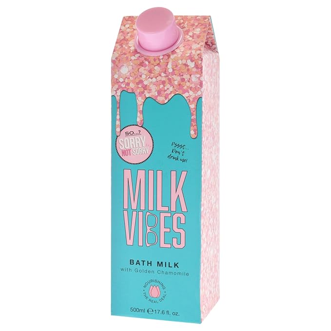So.? Sorry Not Sorry Milk Vibes Bath Milk, Nourishing & Restoring Bath Soak Infused with Golden Chamomile, Vegan & Cruelty Free (500ml)