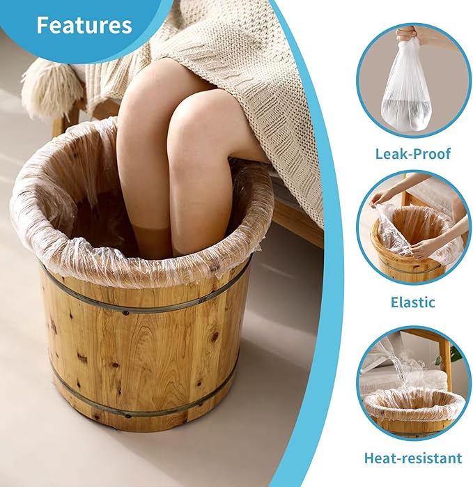 25PCS Pedicure Liners Disposable - Plastic Footsie Footbath Foot Soak Bath Spa Pedicure Bowl Liners Disposable Covers Bags for Feet Basin Soaking Bucket Tub Productos Para Pedicura Spa Supplies