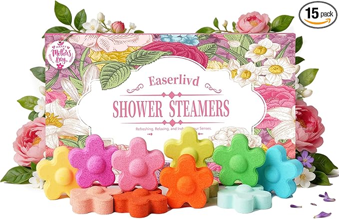 Aromatherapy Shower Steamers, Essential Oils Shower Tablets, Shower Melts, 15-Pack, 8 Assorted Scents, Mothers Day Gifts, Stocking Stuffers, Self Care Gift for Women, Mom, Her