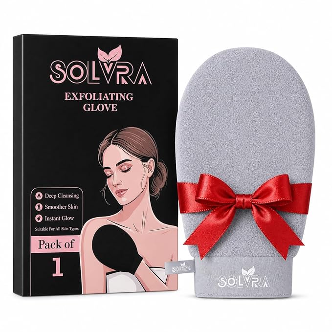 Exfoliating glove for Shower & Exfoliating body scrubber – 100% Vegan Viscose Kessa Mitt for Dead Skin Removal, Self-Tan Fade & Keratosis Pilaris –Dual-Texture Glove for Spa & Massage (1 Pack Gray)