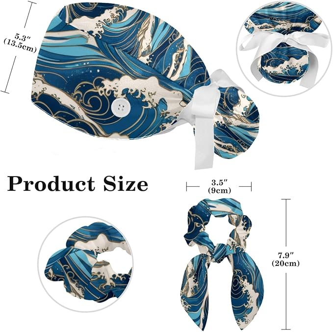 Scrub Cap, Nurse Hat, Surgical Cap with Hair Scrunchy