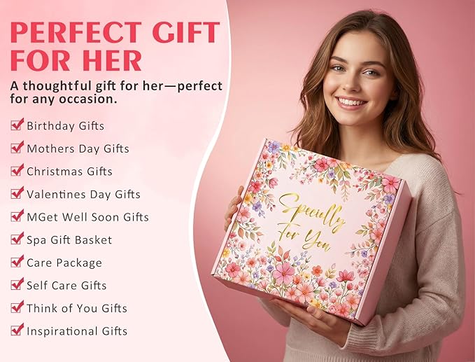 Birthday Gifts for Women,Mothers Day Gifts for Mom,Valentines Day Gift for Her,Self Care Spa Gift Basket with Blanket Candle Bath Bomb,Relaxing Spa Set,Get Well Package,for Mom Wife Sister Best Friend