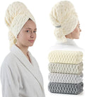 REDKISS 4 Pack Extra Large Hair Towels - Microfiber Oversized Hair Towel Wrap for Women, 23 x 47 inches Hair Towels with Elastic Strap, Super Soft Hair Drying Towels for Long, Thick, Curly Turbans