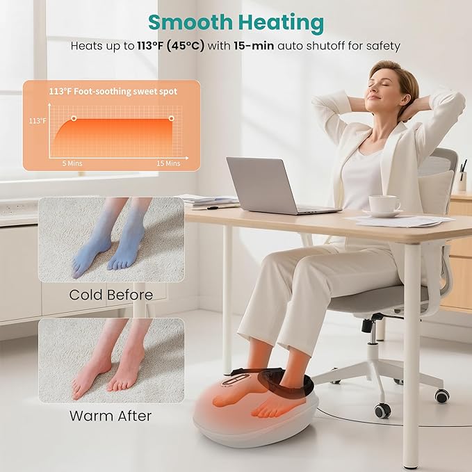 Nekteck Shiatsu Foot Massager with Heat for Neuropathy Plantar Fasciitis, 2026 Upgraded Air Compression Feet Massage Machine, Relaxation Gifts for Men Women Mom Dad Birthday Mother's Day, US 11 Size