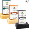 Southern Natural Goat Milk Soap Bar (Variety 3 Pack) Dead Sea Mud & Charcoal, Patchouli, Eucalyptus Grove - For Dry Sensitive Skin. Great For Face and Body.(Each Bar 4-4.5 oz)