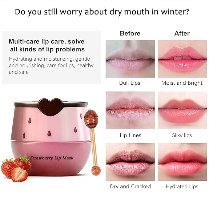 6 PCS Bee Lip Balm Honey Pot Set, Moisturizing Propolis Mask, Hydrating Prevention for Dry and Cracked Skin, Exfoliating Scrubs, Sleep Mask Reduces Lines