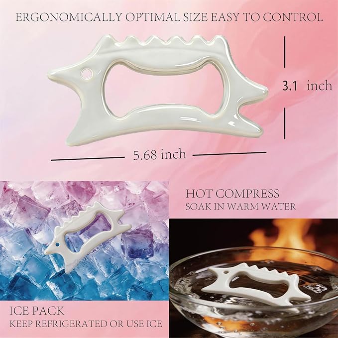 Ceramic Gua Sha Facial Tools Lymphatic Drainage Massager Body Guasha Tool for Face Lift Contour Sculpting Beauty Skincare Fascia Reshape Anti Cellulite Spa and Full Body Skin Care