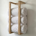 Bamboo Towel Racks - Vertical Wood Towel Rack Bamboo Bathroom Accessories, Storage, Wall Towel Rack for Rolled Towels for Bathroom Furniture, Spa Furniture and Decor (Natural, Medium)