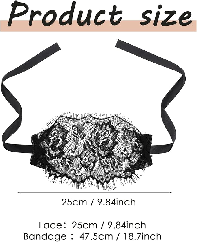 FRESHME Lace Sleep Eye Mask - Black Flower Embroidery See-Through Blindfold Adjustable Eyes Covers for Women Bed Night Sleeping Time Gift