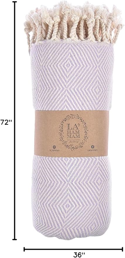 Personalized Embroidered Beach Towel | Throw Blanket, Easy Carry, Sand Free, Highly Absorbent, Quick Dry, Turkish Towels for Travel Camping Bath Sauna Beach Gym Pool Yoga SPA by Lahammam, Asia, Lilac